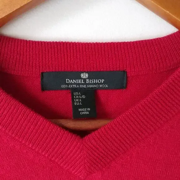 Daniel Bishop Red Merino Wool Sweater Size Large - Picture 5 of 5